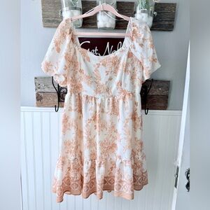 ❌SOLD❌Blu Pepper Cream Dress with Peach Floral Print